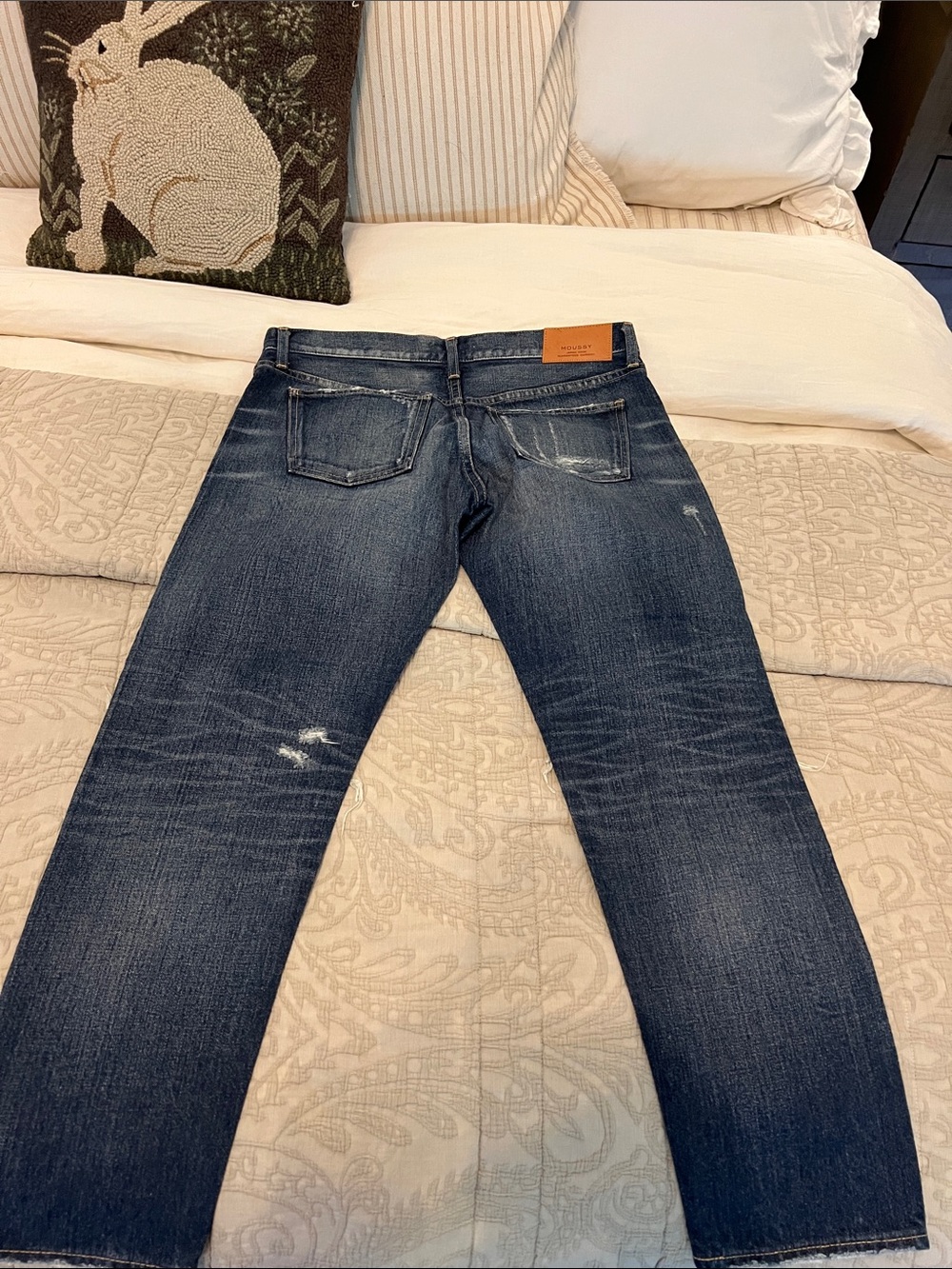 Moussy Women's Slim Straight Distressed Jeans - Dark Blue - Picture 8 of 8